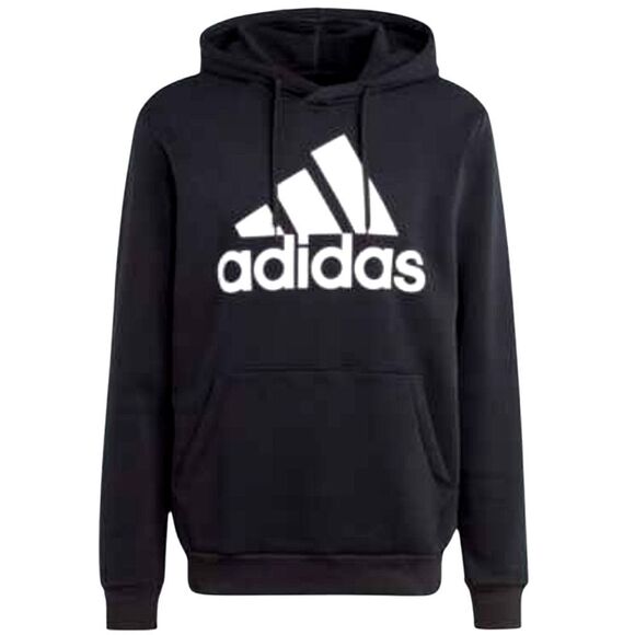 Men's Adidas Essential Black and White Pullover Fleece Hoodie - Picture 1 of 6